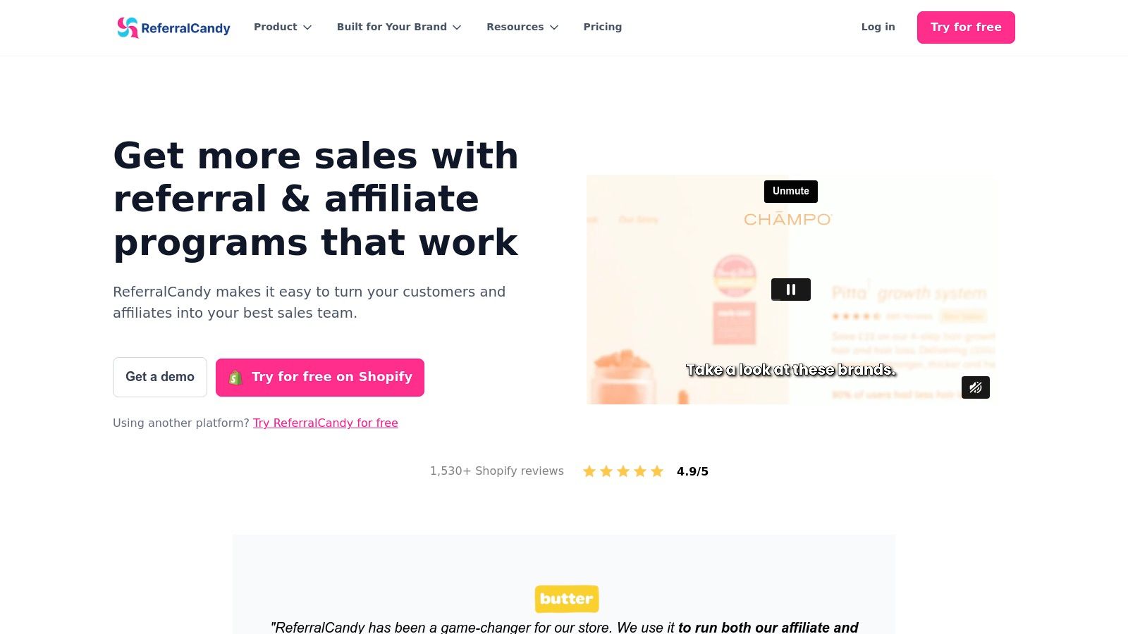 ReferralCandy referral software dashboard showing campaign setup and management features